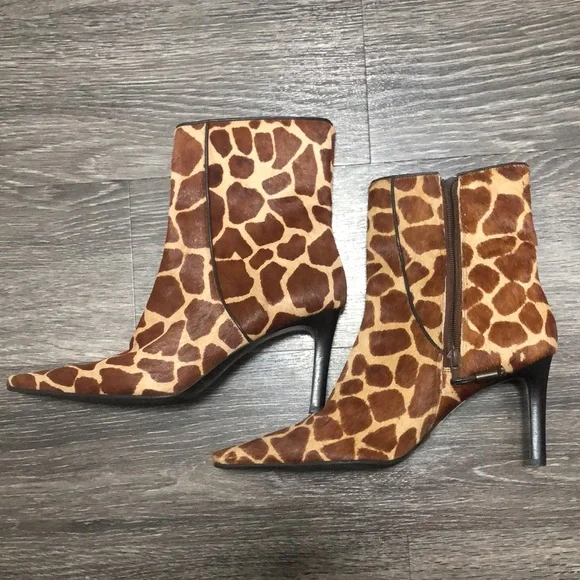 Vintage Ralph Lauren Giraffe Print Pony Hair Heeled Boots - Size 8 - Picture 2 of 12